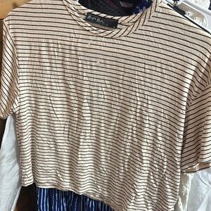 Boyz Basics Striped Beige and Black Women's Tee